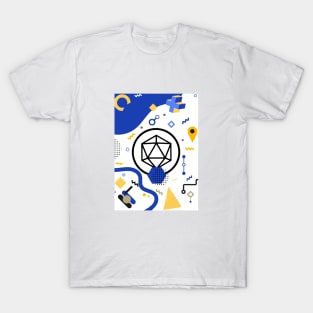 Polyhedral Dice Set Memphis Design White Tabletop RPG T-Shirt